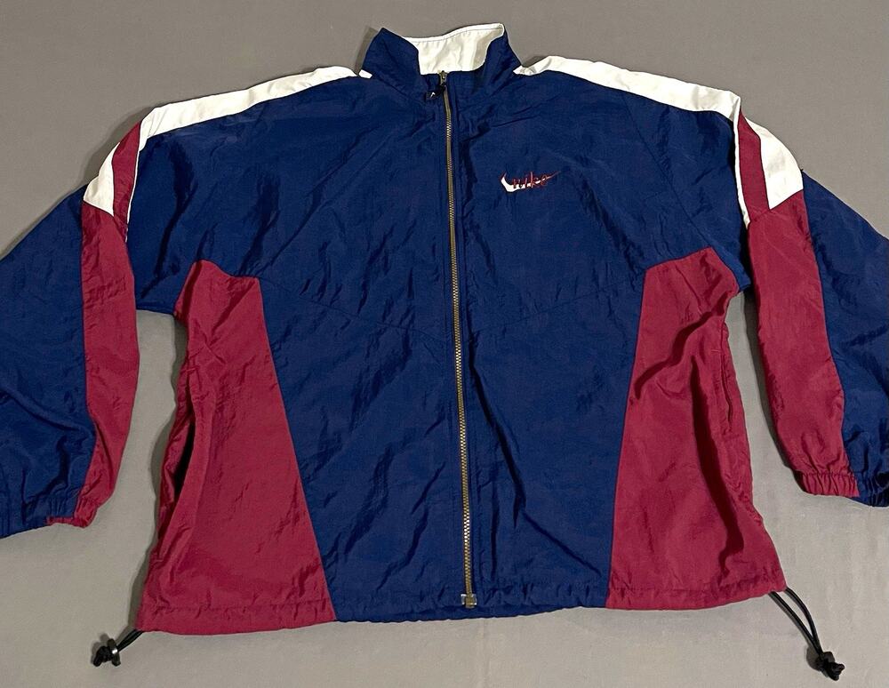 Vintage 90s Nike White Tag Colorblock Windbreaker Mens M Navy Burgundy